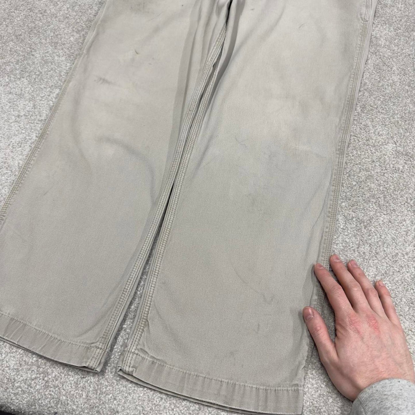 Y2K Carhartt carpenter jeans beige Relaxed fit canvasy skate style workwear cargo pants