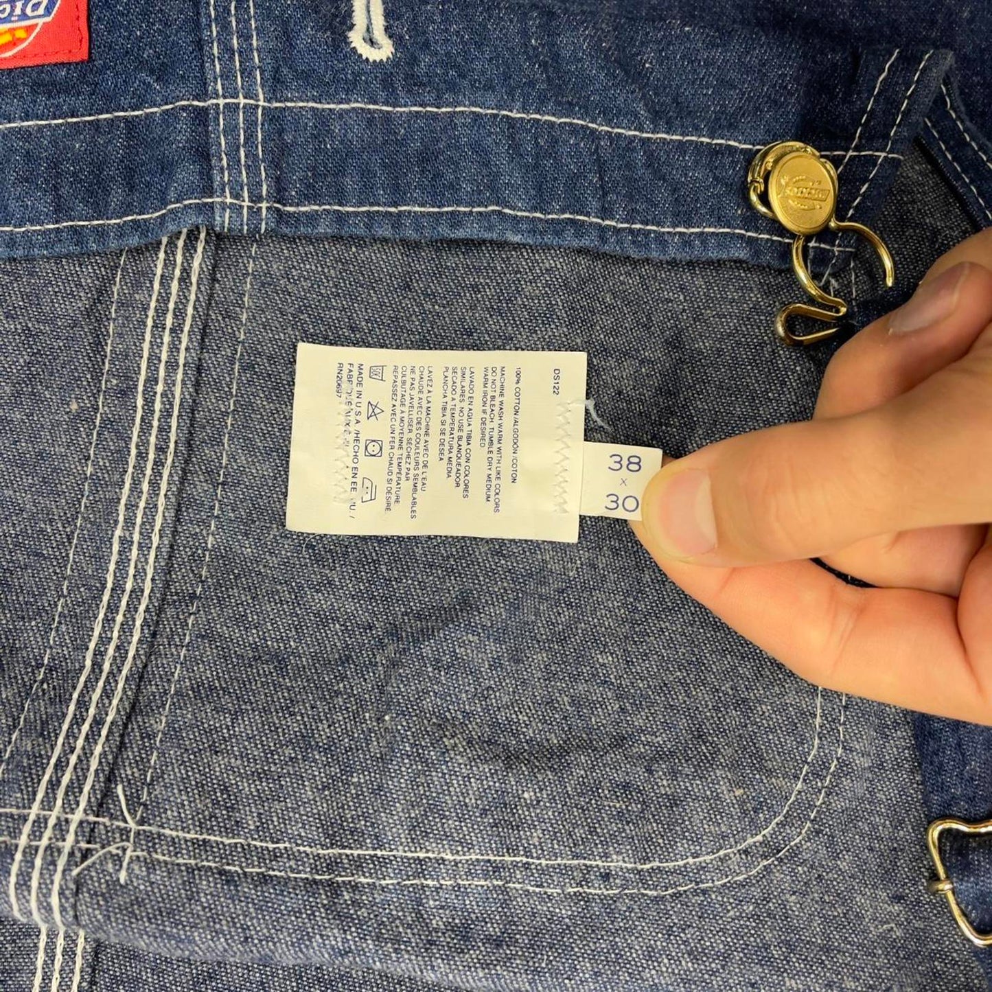 Vintage Dickies dungarees W38L30 USA blue baggy mens denim overalls