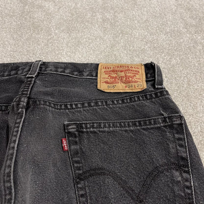 Levi's 505 straight fit jeans y2k black Regular straight leg denim pants red tab logo