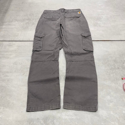 Grey Carhartt cargo pants W31L32 relaxed 90s style skater loose leg cargos patch logo