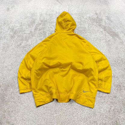 00s Nike technical windbreaker jacket reversible L men's y2k style yellow grey full zip hooded coat