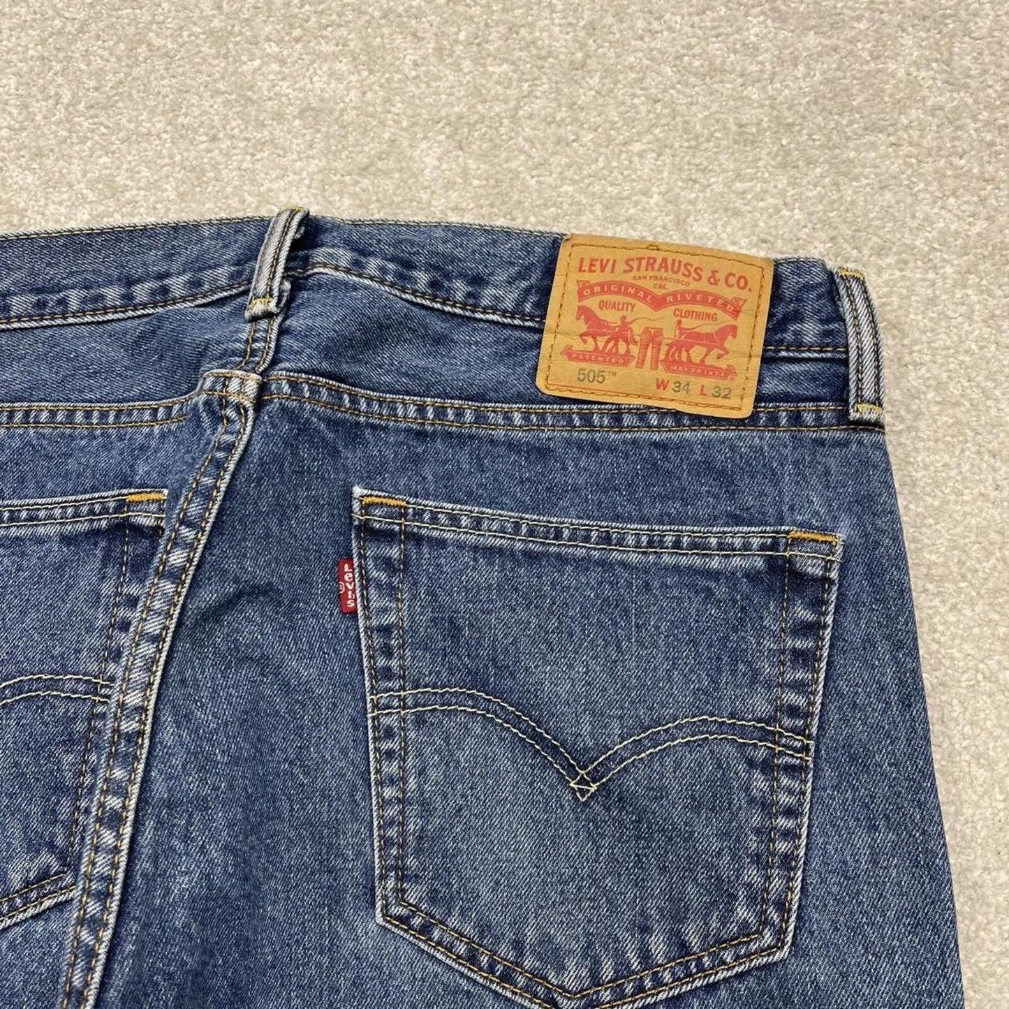 Y2k Levi's 505 jeans blue Straight leg denim pants red tab logo