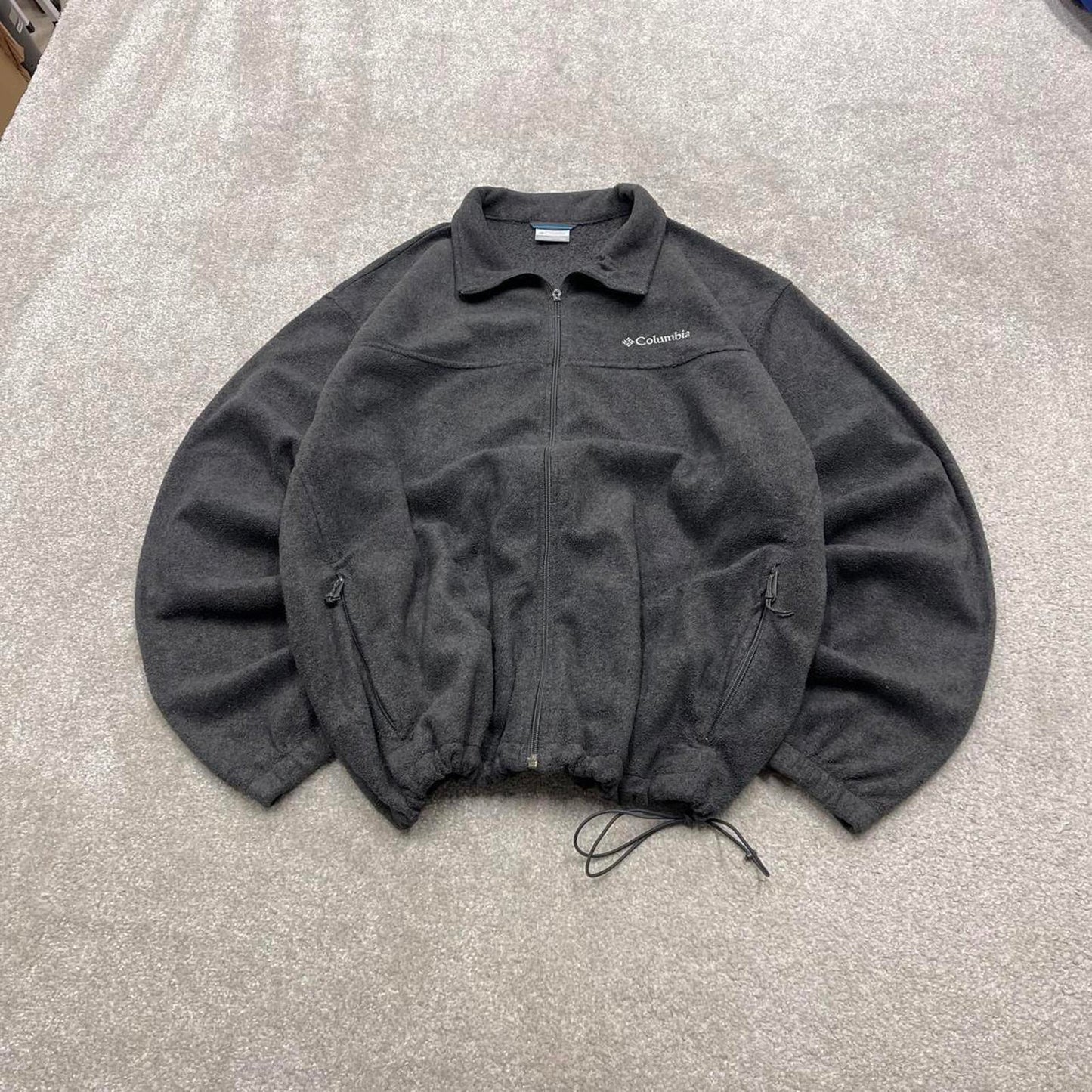 00s Columbia technical fleece XXL men's grey full zip up y2k style autumn adjustable waist