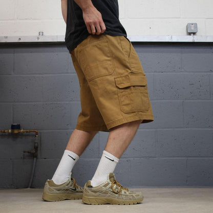 Baggy cargo shorts canvas carpenter tan brown Loose Brahma skater style summer work shorts
