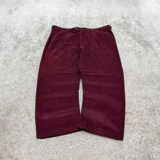 Vintage baggy pleated corduroy pants burgundy Peter Christian wide wale chunky jumbo cord trousers