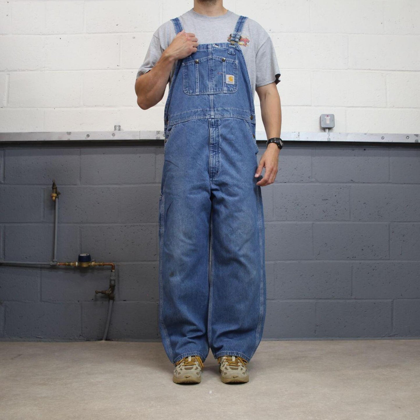 Carhartt denim Dungarees loose overalls blue Farmer workwear bib & brace utility