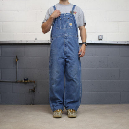 Carhartt denim Dungarees loose overalls blue Farmer workwear bib & brace utility