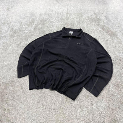00s Columbia technical fleece L Tall men's black 1/4 zip up y2k style autumn casual outdoors
