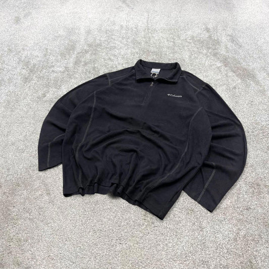 00s Columbia technical fleece L Tall men's black 1/4 zip up y2k style autumn casual outdoors
