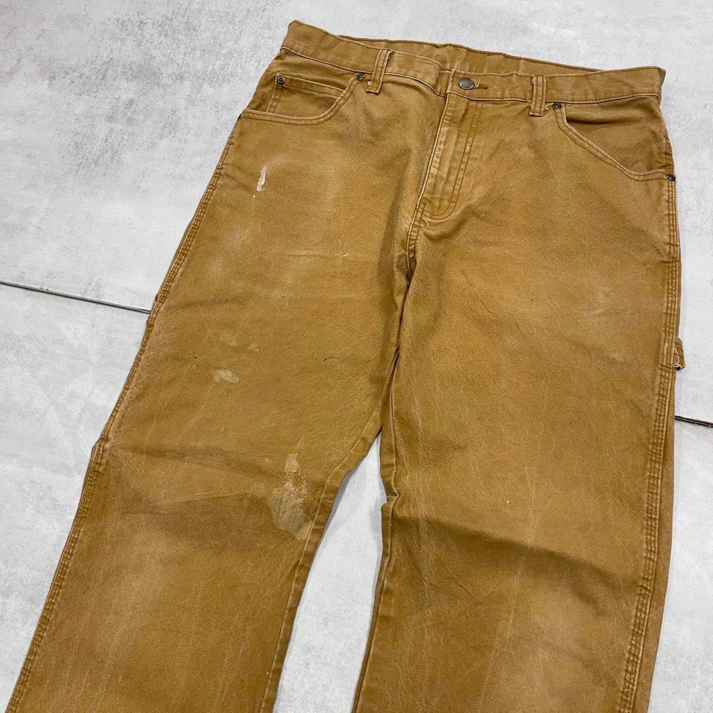 Tan Dickies carpenter jeans W32L30 loose canvas 90s skater style cargo pants