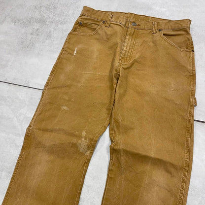 Tan Dickies carpenter jeans W32L30 loose canvas 90s skater style cargo pants