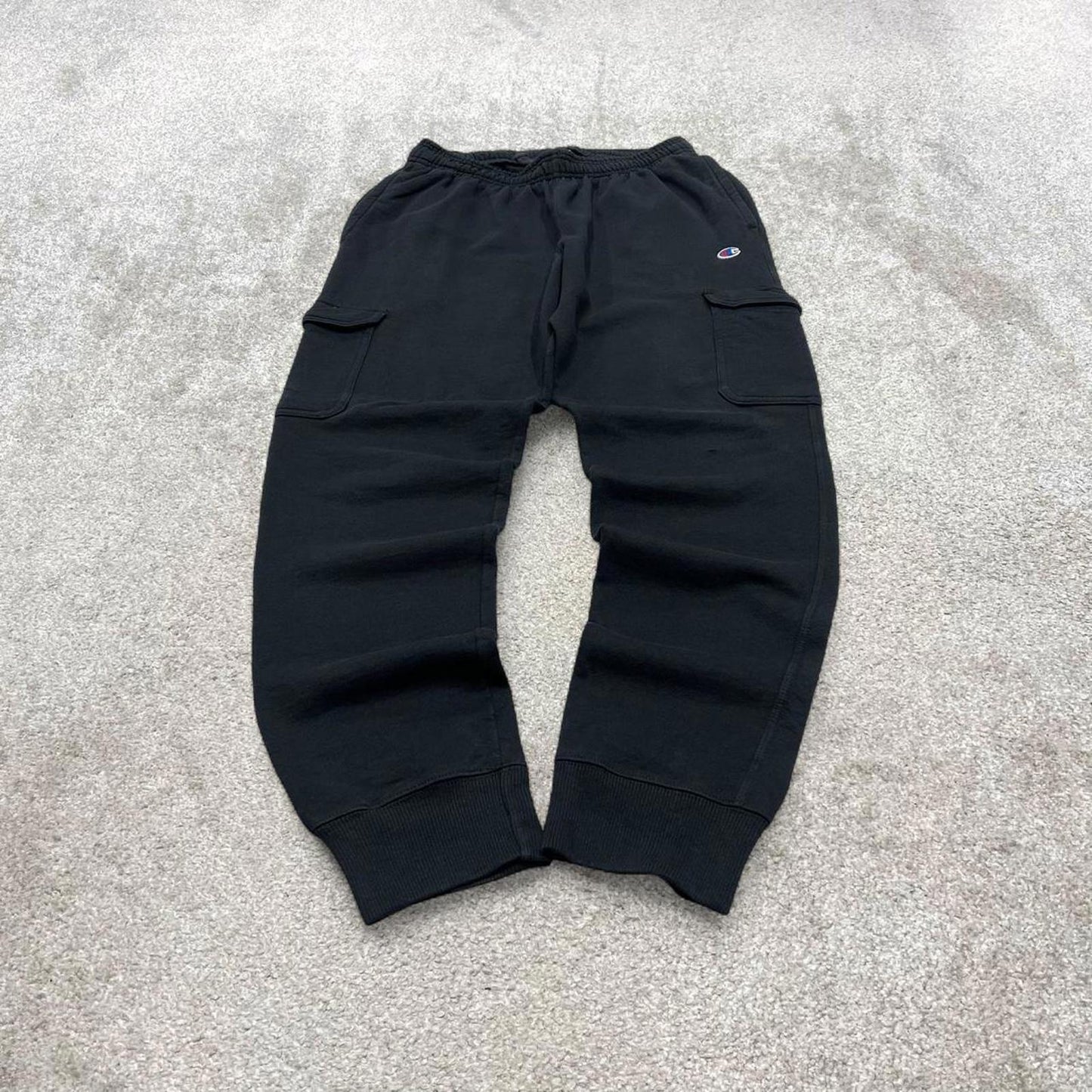 Black Champion cargo sweatpants Medium loose y2k style joggers embroidered gym wear track pants