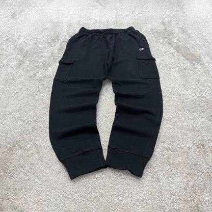 Black Champion cargo sweatpants Medium loose y2k style joggers embroidered gym wear track pants