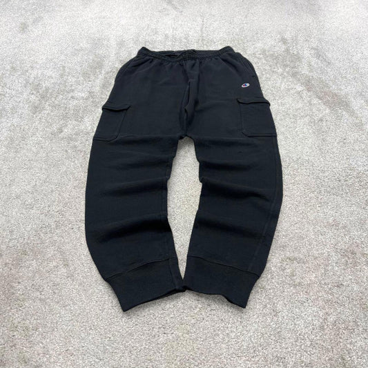 Black Champion cargo sweatpants Medium loose y2k style joggers embroidered gym wear track pants