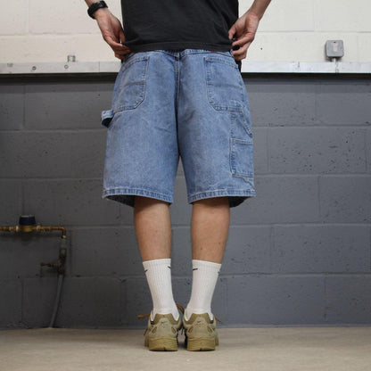 Wrangler denim shorts carpenter washed blue Loose fit skater style summer cargo jorts