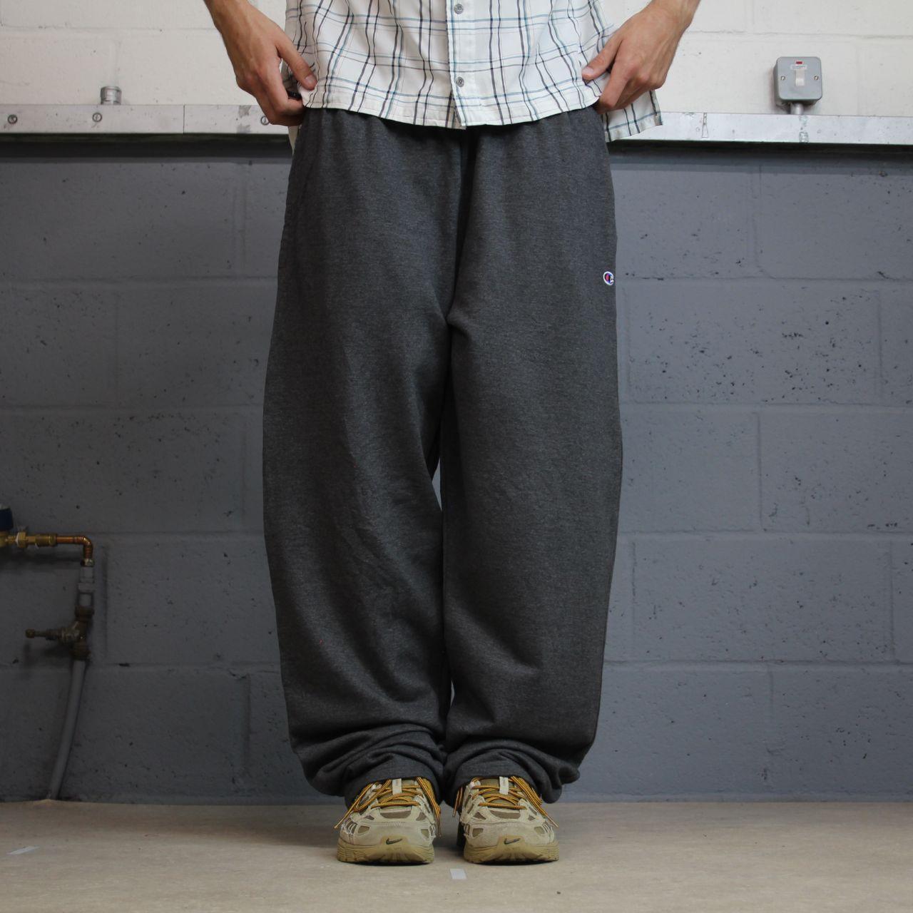 Y2K Champion baggy joggers grey wide leg Loose embroidered track pants