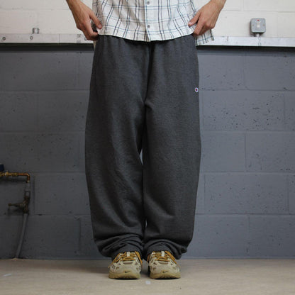 Y2K Champion baggy joggers grey wide leg Loose embroidered track pants