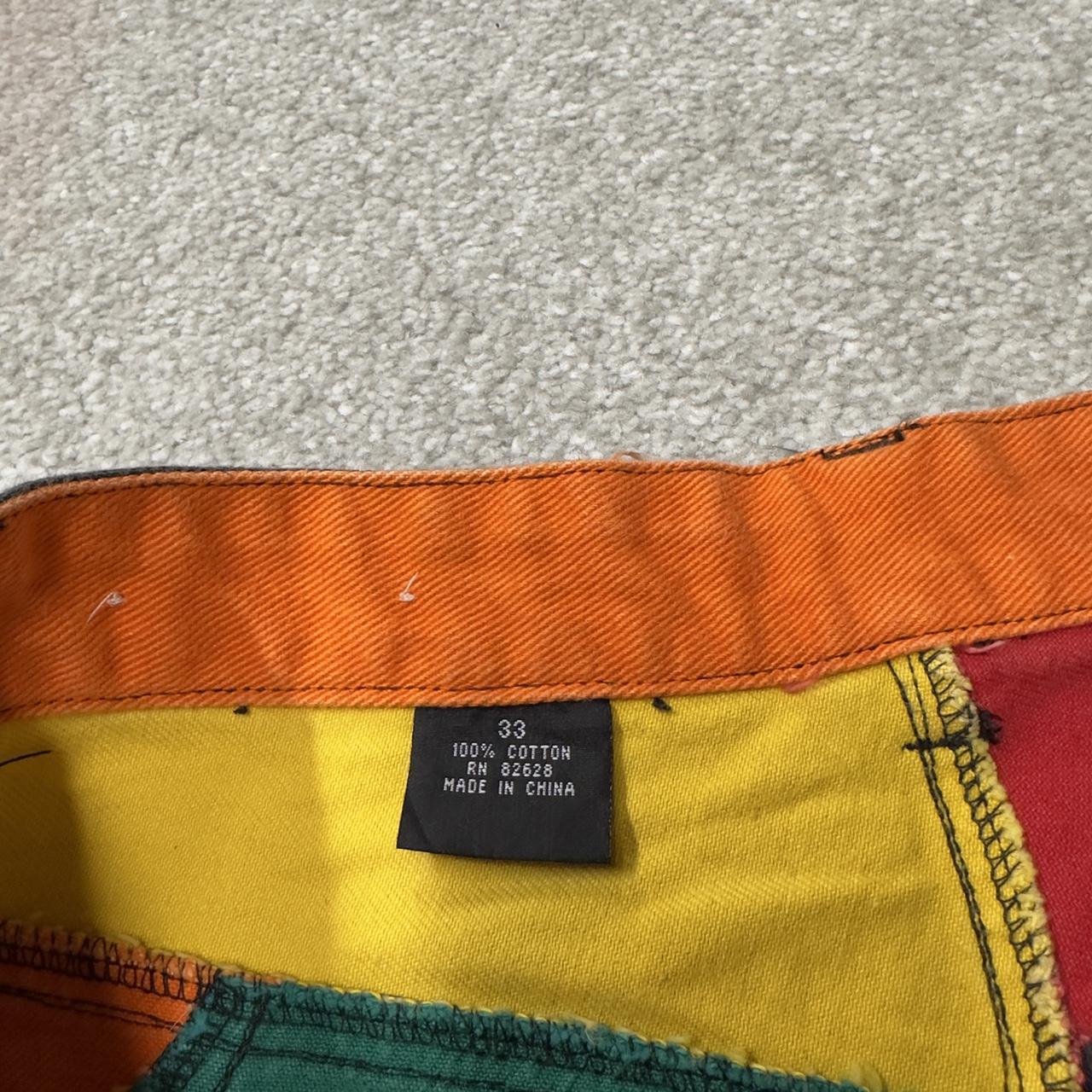 Y2K Wicked colour block patchwork jeans W32L33 multicoloured denim Loose festival rave pants