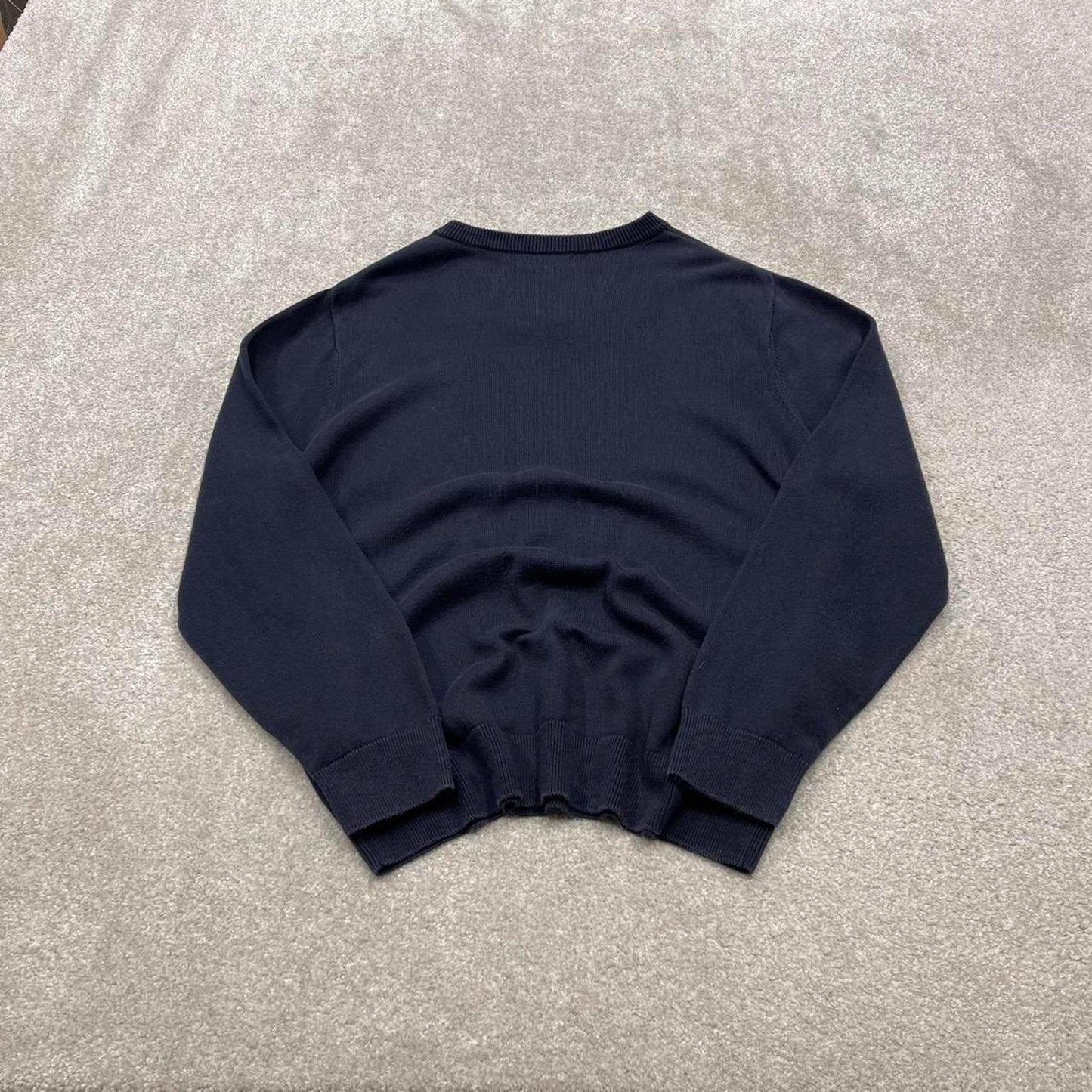 Vintage Y2K Nautica v neck knit sweater jumper navy Embroidered logo knitted pullover