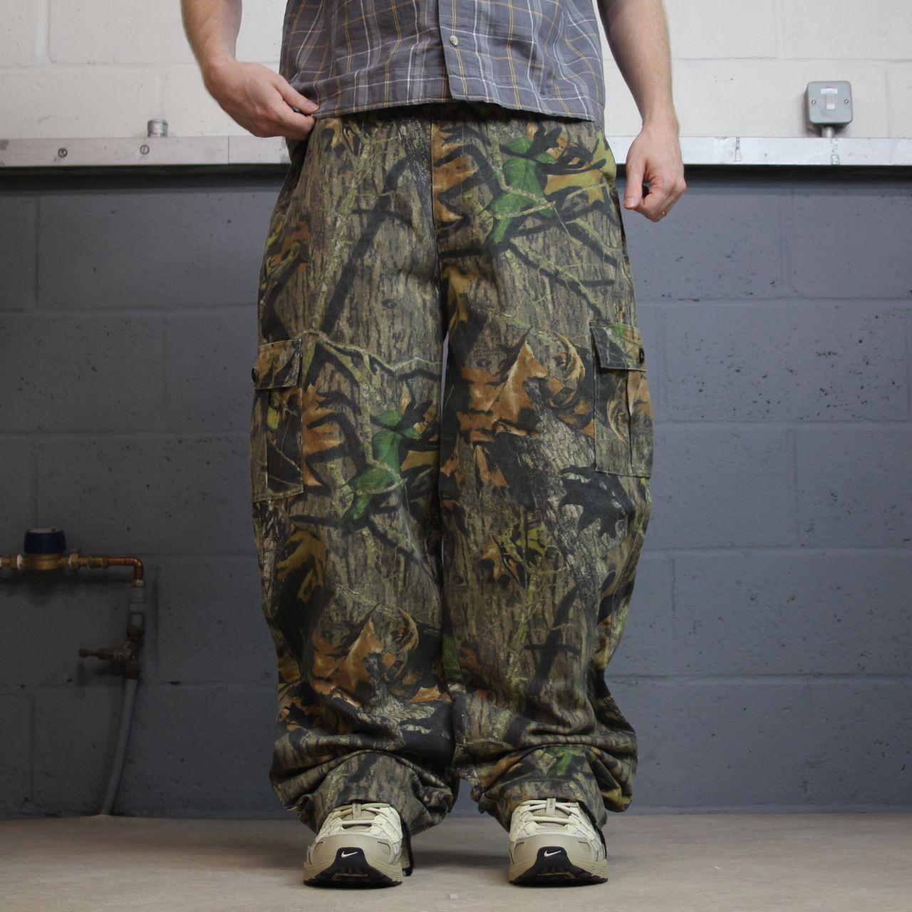 Baggy Mossy Oak realtree camo cargo pants Y2K L khaki Field Staff camouflage utility  hunting