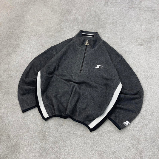 Grey Starter technical half zip up fleece Medium y2k style autumn boxy fit