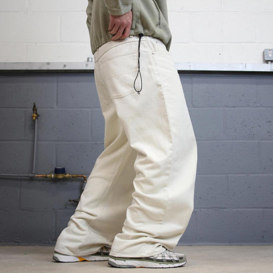 Vintage Y2K baggy jeans wide leg white Loose baggy fit Anchor Blue denim skater style pants