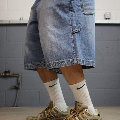 Extra baggy denim carpenter shorts y2k blue Brooklyn Xpress long wide leg summer jorts