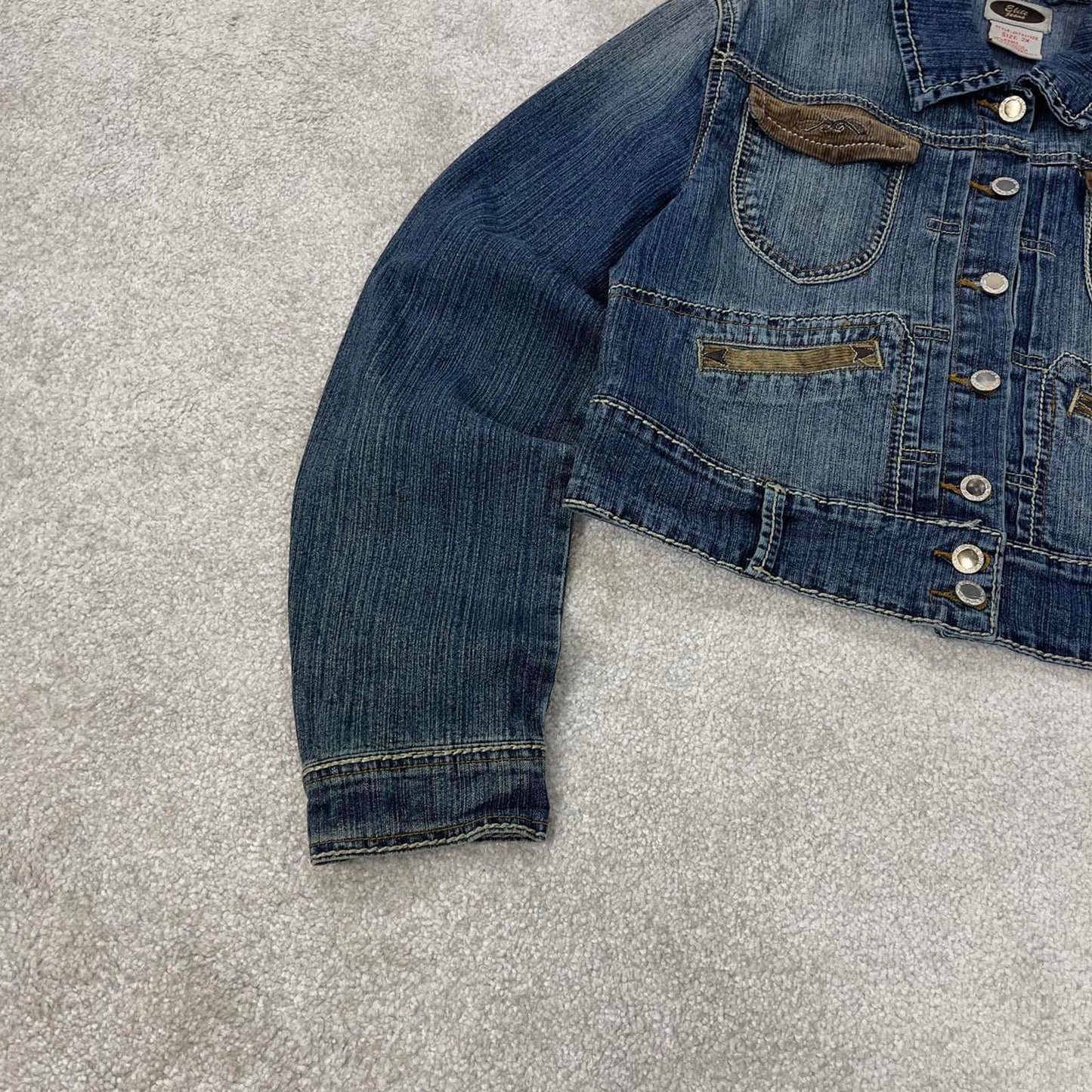 Elite Jeans denim jacket 2X women's blue western Cinch denim cowgirl cropped jacket