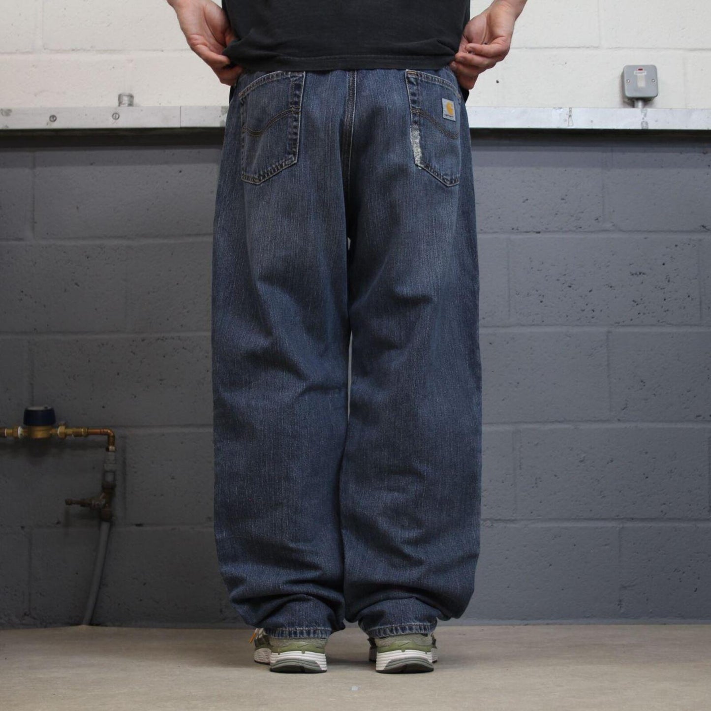 Carhartt work jeans relaxed blue Loose 100% cotton denim skate style y2k pants
