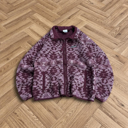 Y2K Colombia fleece aztec pattern Women's purple full zip autumn teddy bear pile fleece