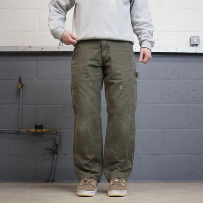 Y2K Carhartt carpenter jeans W33L30 green Relaxed straight canvas skate style workwear cargo pants