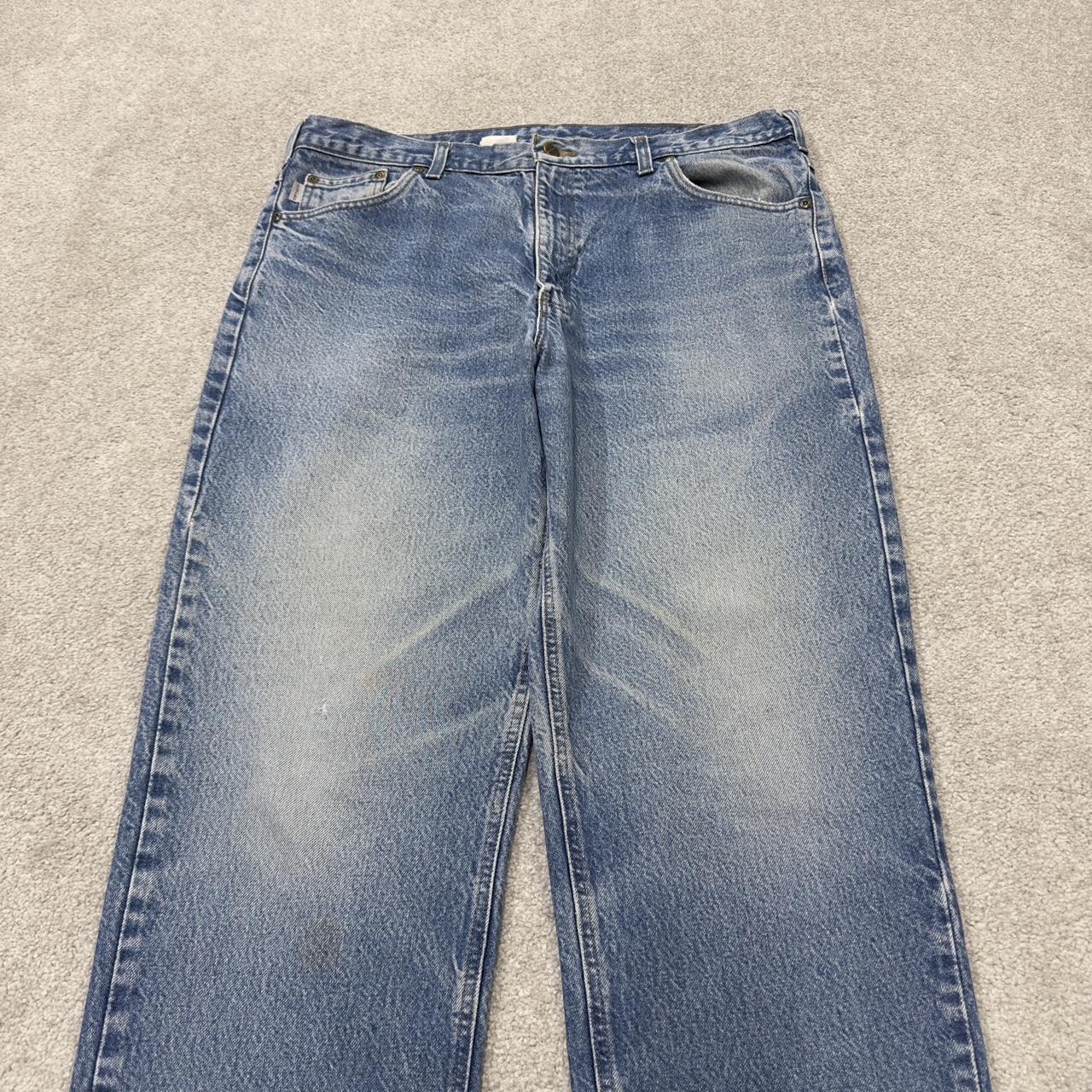 Vintage Carhartt jeans y2k relaxed washed blue denim Loose leg 100% cotton skater style workwear