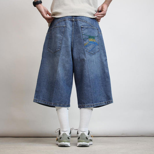 Baggy Rocawear skate jorts W40 long wide leg 90s style skater shorts embroidered design
