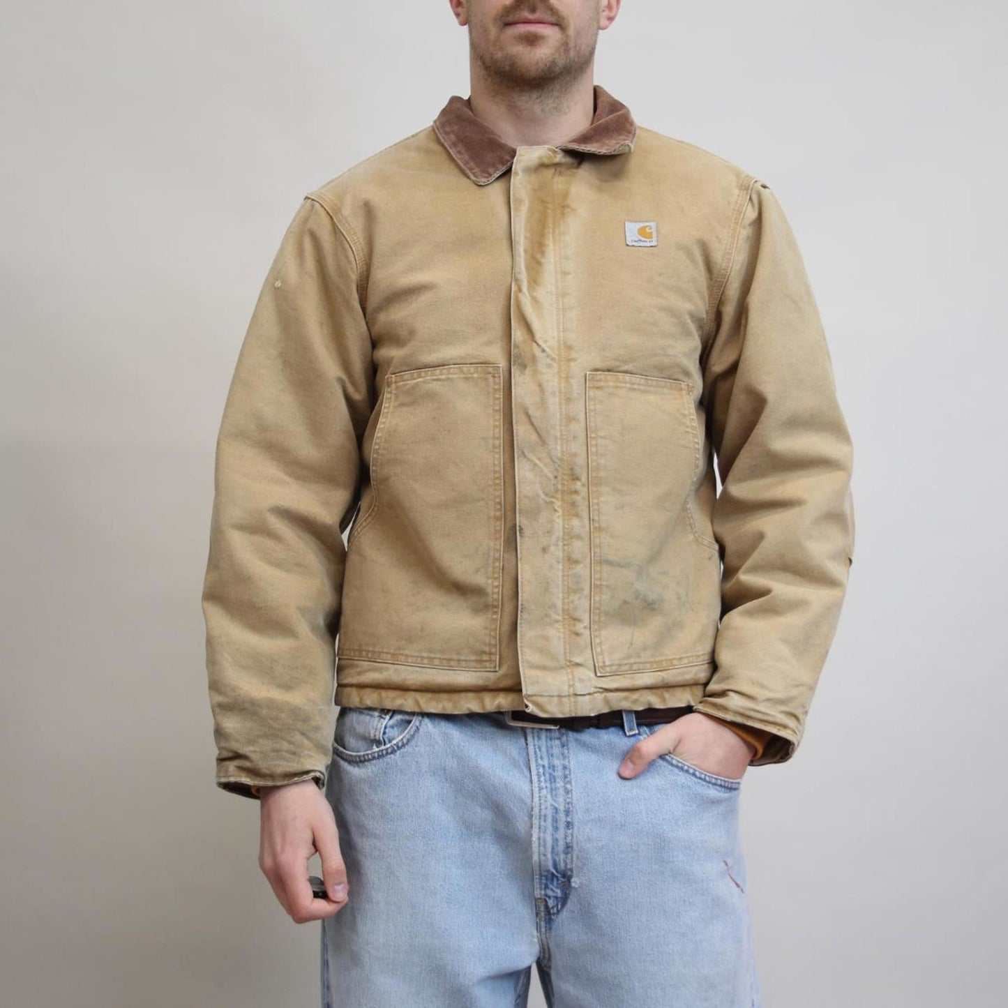 Vintage Carhartt traditional jacket Large boxy cropped workwear Detroit style