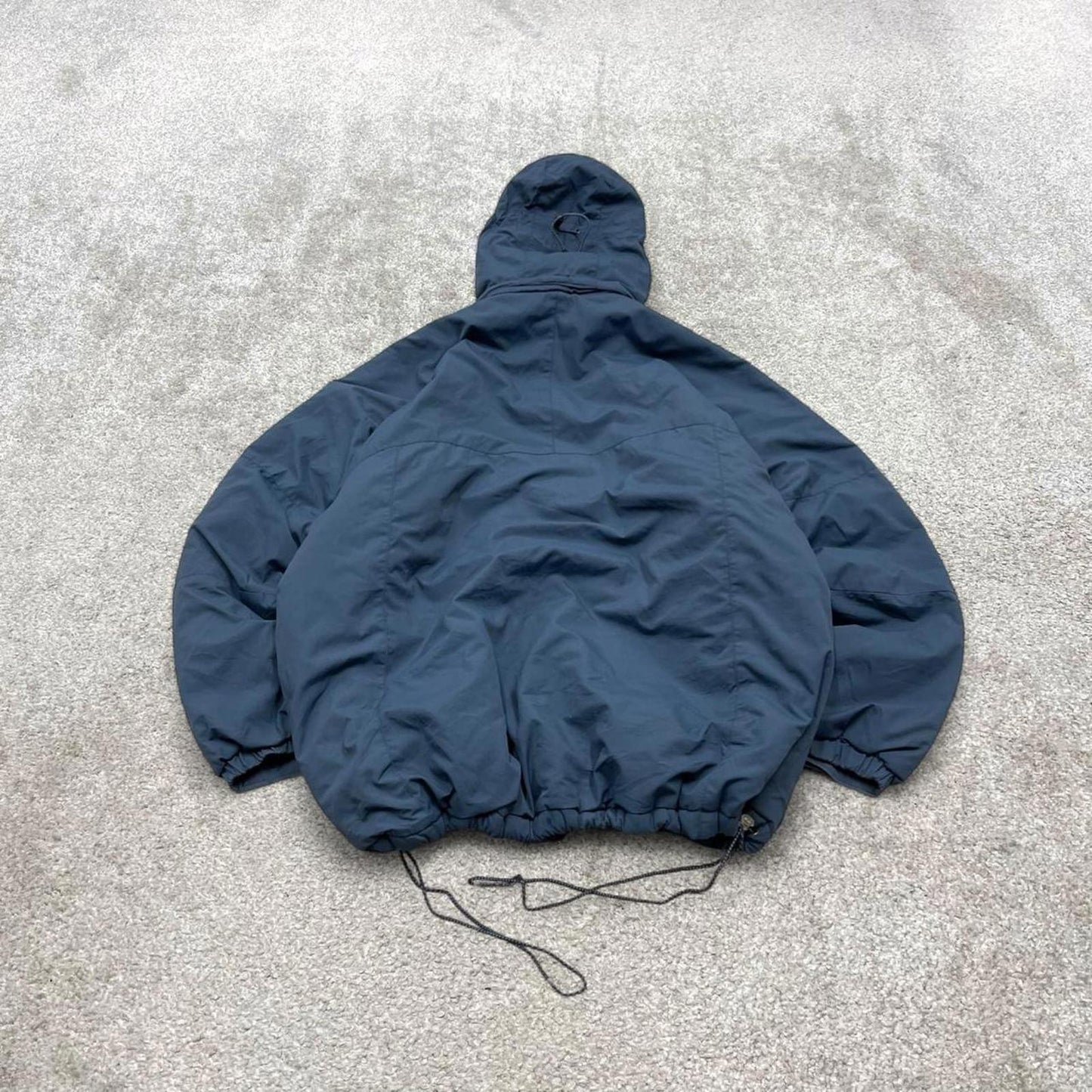 Y2K Champion technical windbreaker jacket blue Padded fleece lined thick embroidered hooded coat