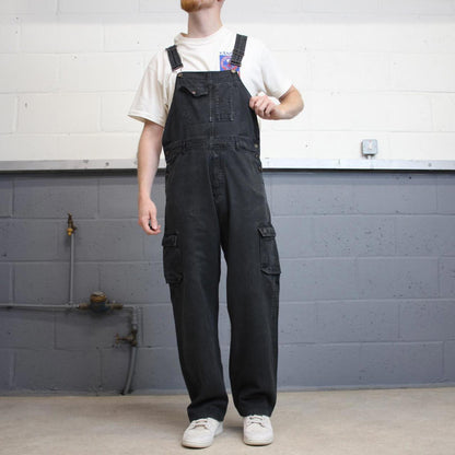 Vintage baggy black Rocky dungarees W36L32 black womens overalls