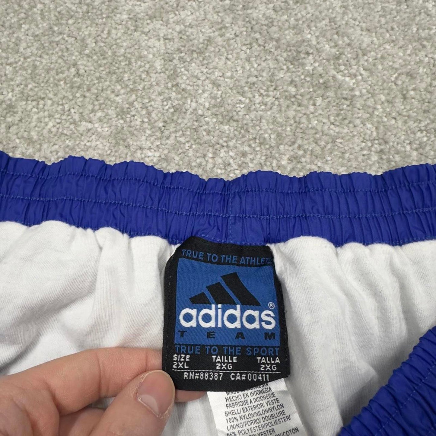 Vintage Y2K baggy Adidas tracksuit bottoms blue Wide-leg embroidered lined leg popper track pants