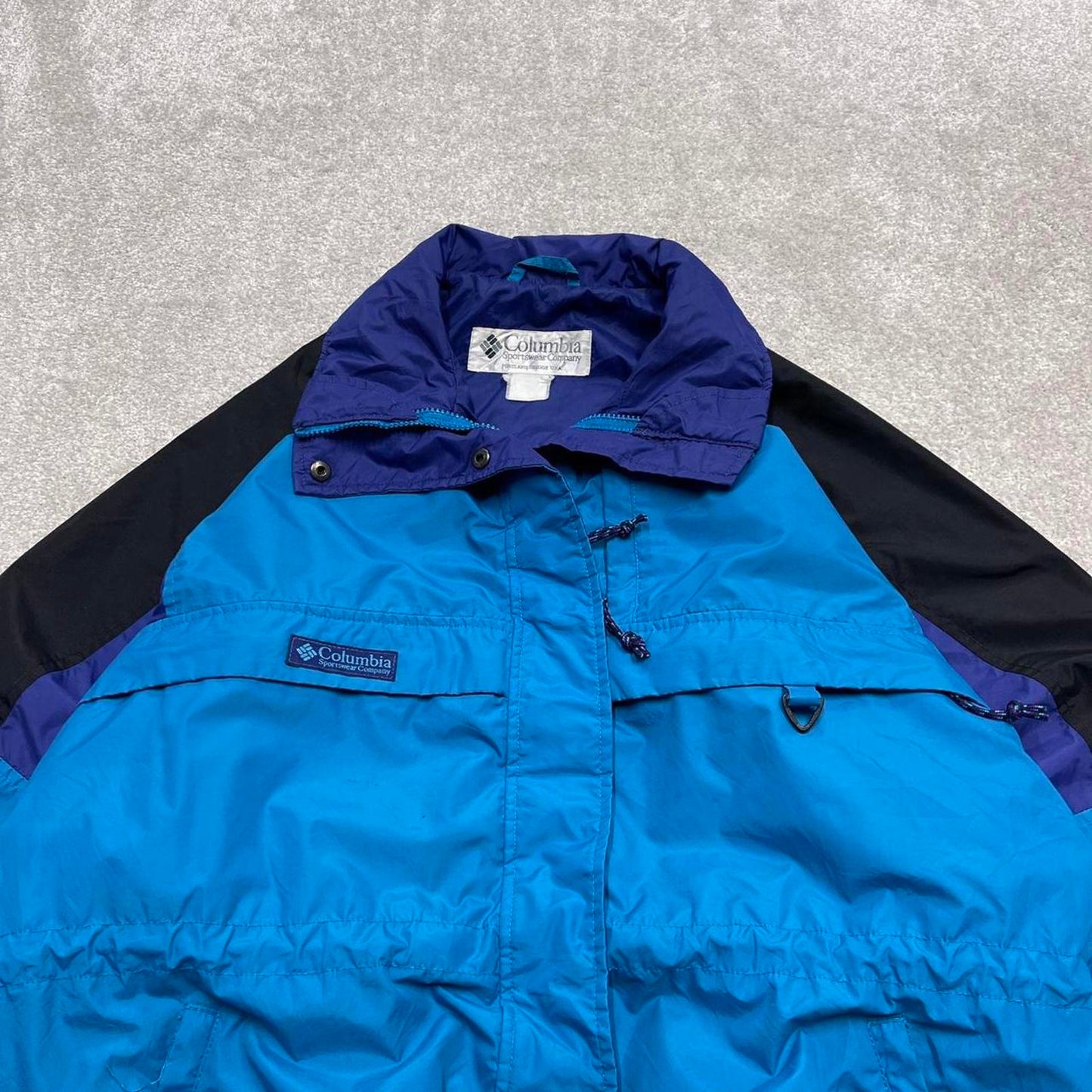 Vintage Y2K Columbia technical jacket blue Paneled colour block embroidered hiking coat