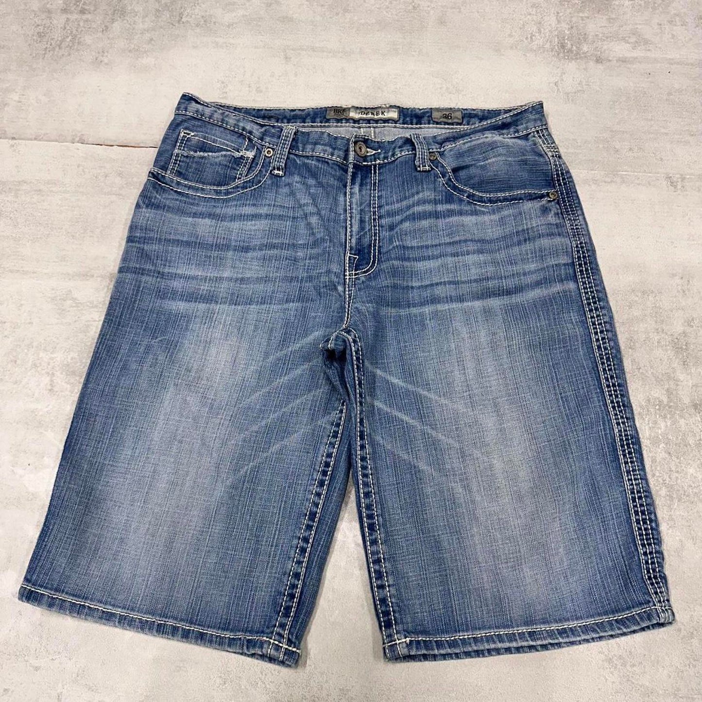 Mens Loose BKE jorts W36 loose denim y2k shorts embroidered design