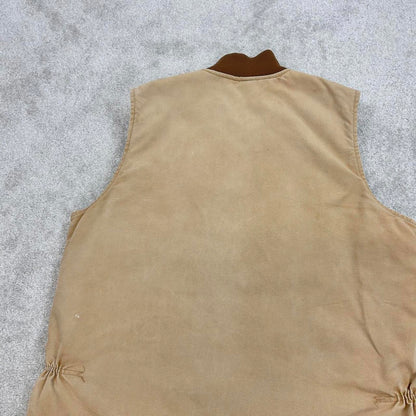 Vintage sand brown Carhartt gilet X-Large canvas technical vest 90s skater style workwear