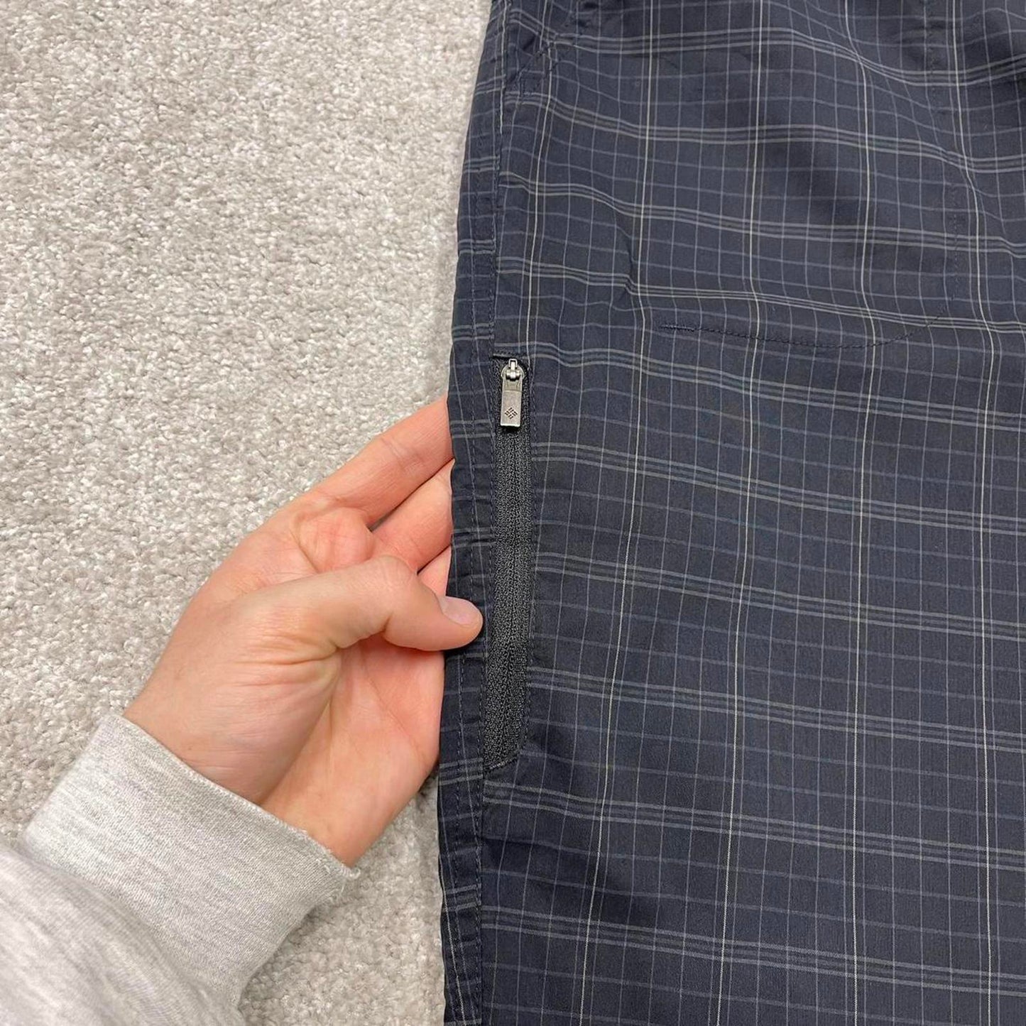 Y2k loose Columbia checkered shorts technical style black Lightweight check summer festival shorts
