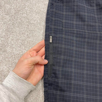 Y2k loose Columbia checkered shorts technical style black Lightweight check summer festival shorts