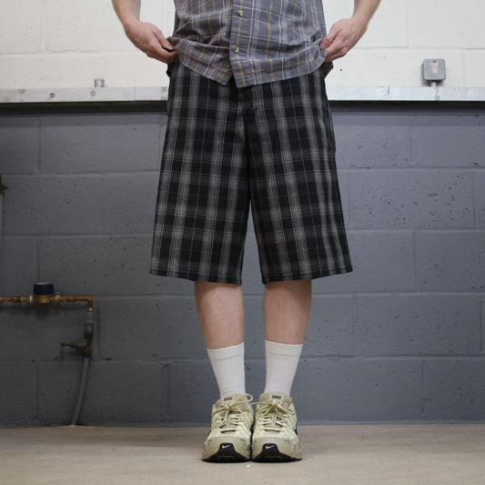 Dickies checkered chino shorts carpenter black grey Chino skater / surf check shorts loose