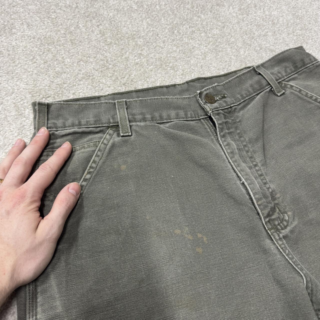Green Carhartt carpenter jeans baggy W34L30 Loose fit American workwear skate pants utility pockets