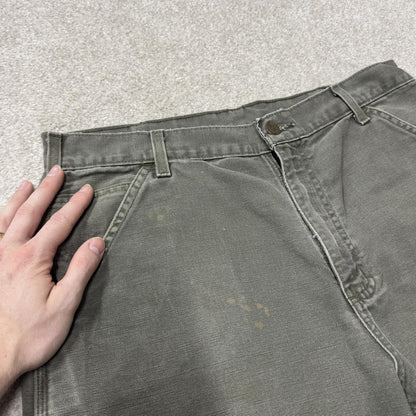 Green Carhartt carpenter jeans baggy W34L30 Loose fit American workwear skate pants utility pockets