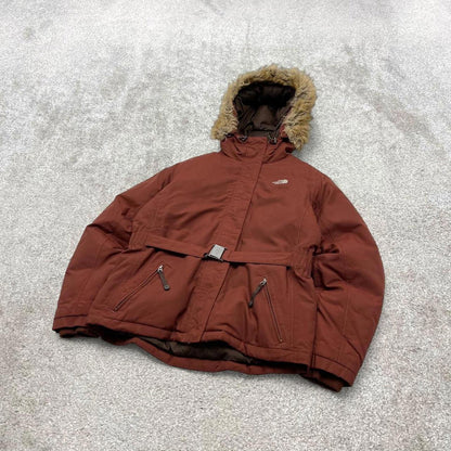 North Face HyVent puffer jacket L women's burgundy y2k 00s style tech windbreaker autumn winter