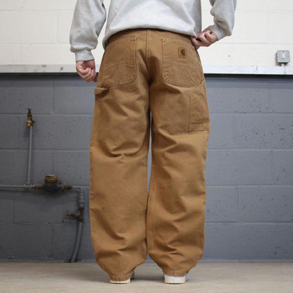Vintage Tan baggy Carhartt carpenter jeans W36L30 1999 skater style loose leg cargos