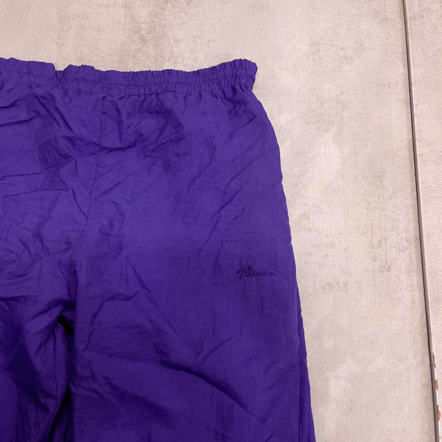 Purple Puma tracksuit bottoms S loose y2k joggers embroidered logo