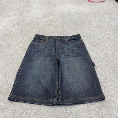 Y2K baggy denim shorts carpenter blue Bongo loose skater style surf jorts