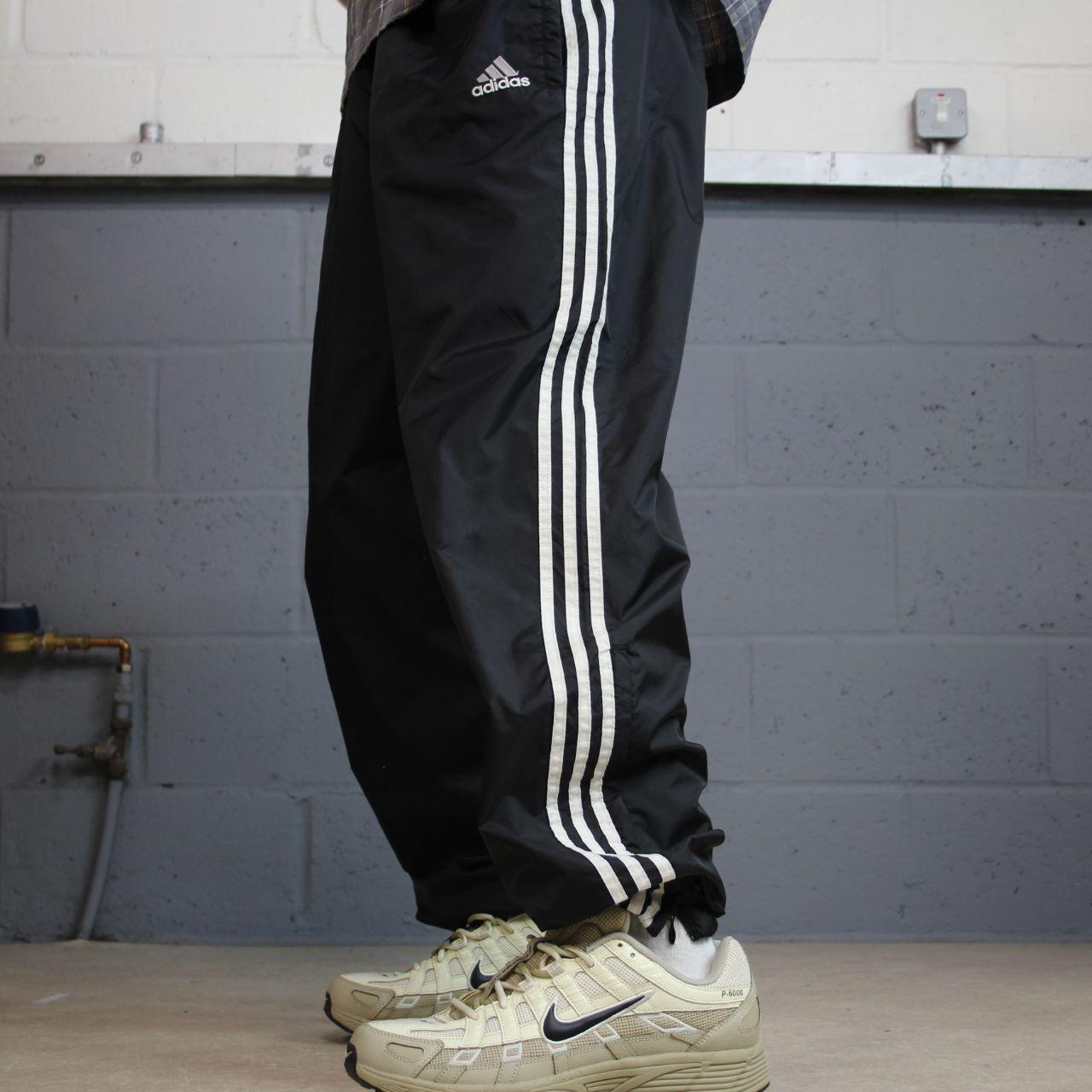 Vintage y2k Adidas tracksuit bottoms black Embroidered side stripe track pants